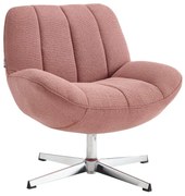 Fotel obrotowy z różowej tkaniny teksturowanej VOLABO