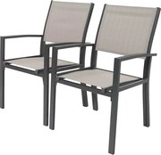 Krzesło ogrodowe aluminiowo-tekstylenowe "Tropic" - Phoenix - Szaro-brązowy - Zestaw 2 szt.