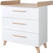 Biała komoda dziecięca w dekorze dębu z przewijakiem 88,5x99x76 cm Léon – Roba