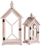 Zestaw drewnianych latarni Vilche 2 szt., biało-brązowy