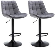 Zestaw 2 stołków barowych - Welur i metal - Regulowana wysokość - Szary - LIMA II