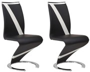 Komplet 2 krzeseł TWIZY - Materiał skóropodobny czarny + biały