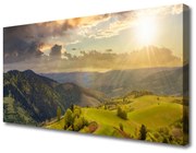 Obraz Canvas Góry Łąka Zachód Słońca