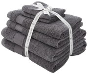 Ciemnoszare bawełniane ręczniki frotte zestaw 6 szt. Anti-Bacterial – Catherine Lansfield