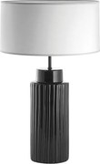 Lampa sto?owa CERAMIC styl klasyczny - E27 15W - Wysoko?? 63,5 cm - bawe?niany aba?ur ø38 cm - IP20 - kabel 2 m - on&off - ceramiczny - czarno-bia?y
