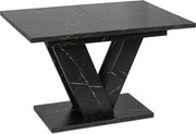 Stół Prostokątny Rozkładany CLARK 120-160 cm Czarny Marmur Glamour