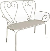 Ławka ogrodowa  z metalu w stylu kutego żelaza – Beżowa - GUERMANTES