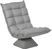 HOMCOM Fotel do czytania i relaksu, obrotowy, w wyglądzie aksamitu, 62 cm x 70 cm x 95 cm, Jasnoszary