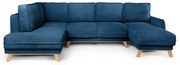 Niebieski sztruksowy rozkładany narożnik (lewostronny/w kształcie litery U) Tori – Bonami Selection