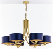 Jupiter 2095 - Żyrandol na łańcuchu ARTHUR 6xE27/15W/230V niebieski/złoty