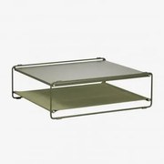 Stolik Pomocniczy Do Ogrodu, Który Można Przekształcić W Pufę, Wykonany Ze Stali Amaro Beż Tapioki - Głęboka Oliwkowa Zieleń - Sklum