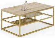 Stolik z półkami glamour dąb sonoma + złoty G0-W54