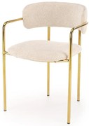 Beżowe tapicerowane krzesło w stylu glamour F7-E68