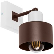 Brązowo-biały kinkiet LED WD-BR10x10WE jednopunktowy z litego drewna