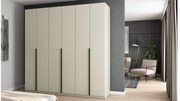 Szafa 6 drzwiowa otwierana 240 x 240 cm – kaszmirowy beż z czarnymi uchwytami