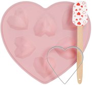 Zestaw akcesoriów do pieczenia z motywem serduszek