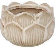 Świeczka w porcelanowym kwiatowym kielichu 12 x 7,8 cm, beżowy