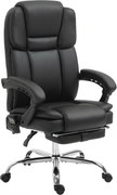 Vinsetto Regulowany Fotel Biurowy z 6 Punktami Masażu, Funkcją Ogrzewania, Podnóżkiem, Skóra Ekologiczna, Czarny