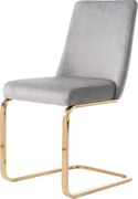 Zestaw 6 krzeseł typu cantilever z weluru - oparcie w romby - metalowa podstawa w kolorze złotym - Szary
