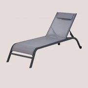 Leżak Z Regulowanym Oparciem Z Poduszką Therys Grafitowa Szarość - Sklum