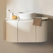 Zestaw Mebli Łazienkowych Z Drewna Carsone Biała & Bez Jednostki Pomocniczej & Okrągły Ceramiczny Biały Ø40 Cm Lenka & Bezlusterkowiec - Sklum