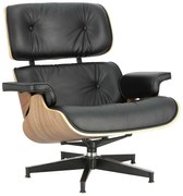 Skórzany fotel czarny - orzech W7-C33