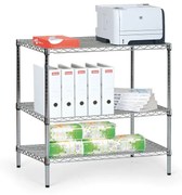 Regał chromowany z półkami z drutu, 900x900x350 mm