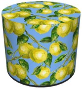 Niebiesko-żółta okrągła pufa dekoracyjna młodzieżowa N6-H15