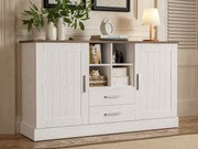 Bufet klasyczny - z 2 drzwiami, 2 szufladami, 4 przegrodami - Biały