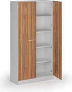 Metalowa szafa z drewnianymi drzwiami, demontowana, 1950 x 1000 x 500 mm, orzech