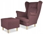 Uszak z pufą fotel skandynawski fiolet PRODUCENT