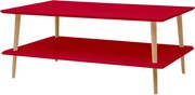 Ława KORO LOW 110x70 czerwona z półką RAGABA