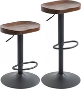 HOMCOM Hokery zestaw 2 sztuki, regulowane obrotowe krzesła z siedziskiem z wiązu, ciemnobrązowe | Aosom PL