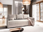 Masseno Sofa MESTOR z funkcją spania i pojemnikiem na pościel, Rozkładana sofa - Beżowy, POSO 02