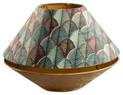 Podwójny abażur welurowy z wzorem liści w kolorze beżowym ze złotym wnętrzem