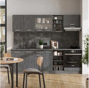 Zabudowa kuchenna czarny beton/antracyt 240x46x81.6 r-line