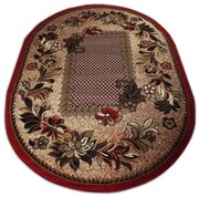 Czerwono-brązowy owalny dywan klasyczny T6-W69