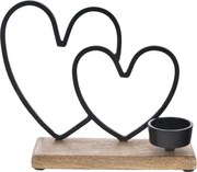 InDecor Świecznik z drewna mango i metalu Serce, 17 x 6 x 20 cm