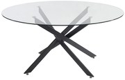 Stół do jadalni okrągły dla 6 osób ze szkła hartowanego i czarnego metalu - Przezroczysty - COSIMA