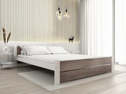 Łóżko IKAROS DOUBLE 140 x 200 cm, biały/dąb truflowy Stelaż: Ze stelażem listwowym rolowanym elastycznym, Materac: Bez materaca