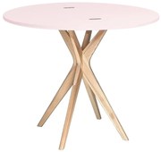 Stół półokrągły CUTTI 90x90 rozkładany różowy/jesion RAGABA