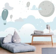 Fototapeta - Balony w chmurach, ilustracja (196x136 cm)