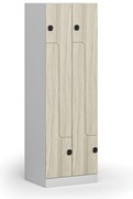 Metalowa szafka ubraniowa S1 Z, 4-drzwiowa, 1850 x 600 x 500 mm, demontaż, zamek kodowy, drzwi laminowane, dąb naturalny