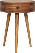 Okrągły stolik nocny Mini Oak-ish Artisan Furniture, 1 szuflada, brązowy
