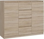 Komoda Malwa 2D4S | Dąb Sonoma | 120x40x97 cm | 2 Drzwi, 4 Szuflady