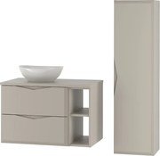 Kaszmirowy Zestaw Łazienkowy 80cm Szafka z Blatem Umywalka Regał Słupek Delica