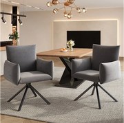 Zestaw 2 krzeseł do jadalni - 60 x 60 x 88 cm - krzesła tapicerowane - obrotowe 360° - aksamitne - szare