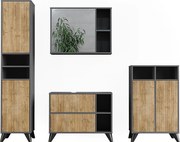 Zestaw mebli łazienkowych antracyt/dąb górski 80x30x62 leano