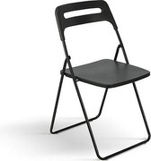 Zestaw 6 składanych krzeseł z czarnego metalu i czarnego polipropylenu - ALMERIA