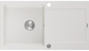 Mexen Leo zlewozmywak granitowy 1-komorowy z ociekaczem 900 x 500 mm, biały, syfon chrom - 6501901010-20